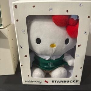 Starbucks Hello Kitty Plush with Red Bow and Green Apron